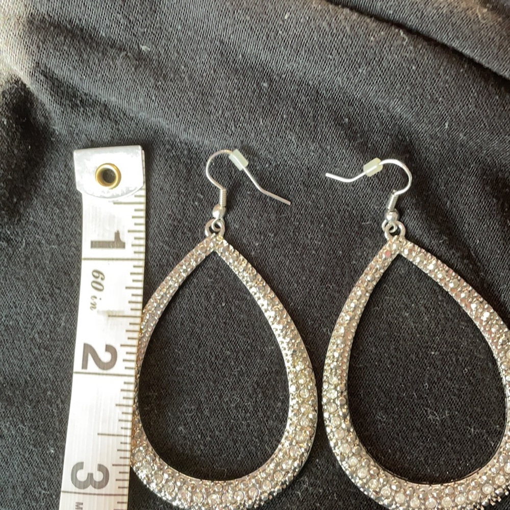 Rhinestone Statement Earrings Euc - image 3